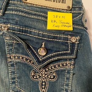 Jasmine Women’s Blue Embellished Easy Straight Jeans 28x31